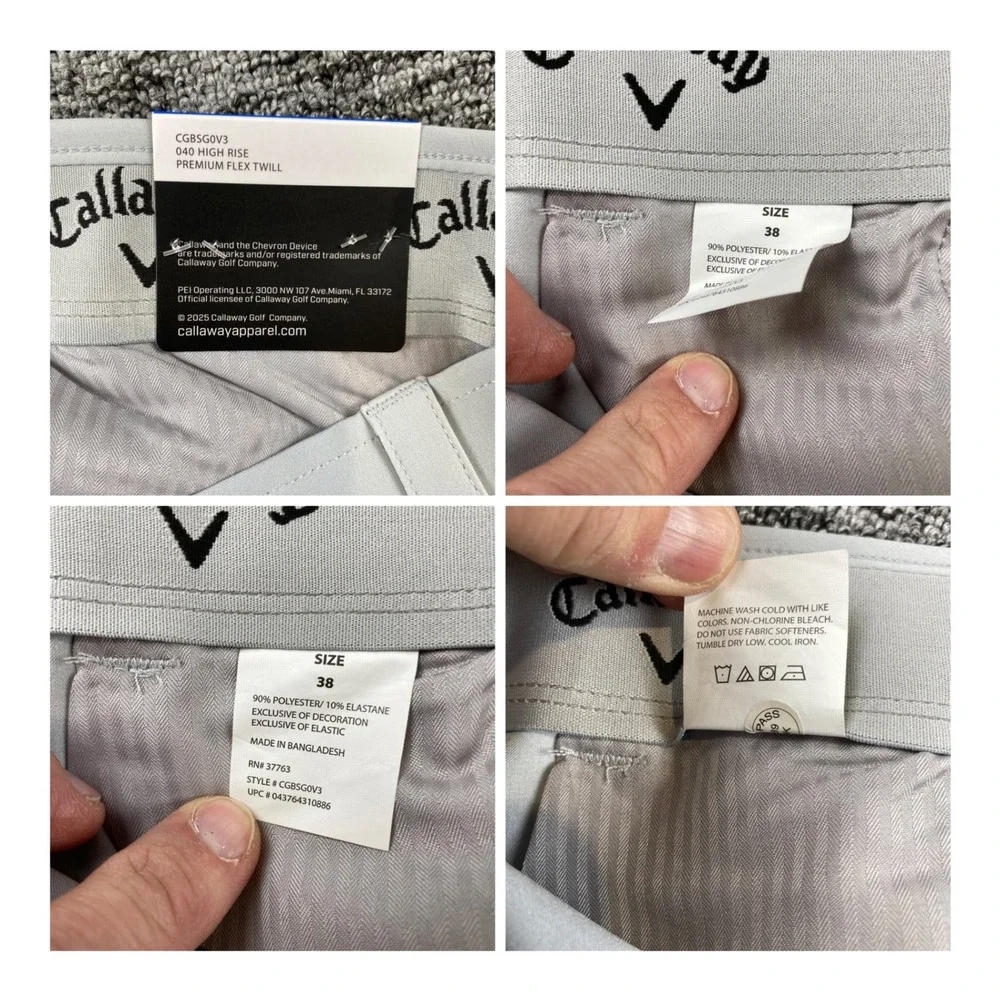 NWT Callaway Performance Golf Shorts Mens 38 Gray 9 In Opti Dri UPF 50 Stretch